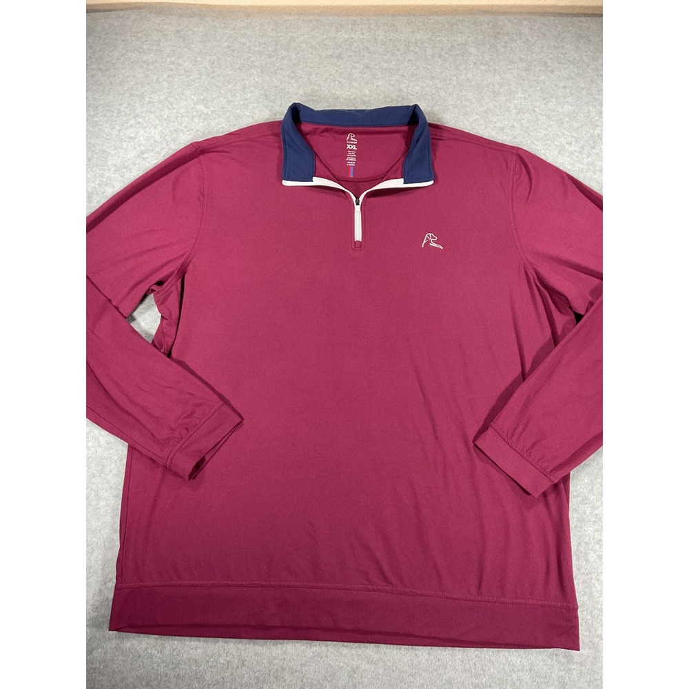 Rhoback Mens XXL Q-Zip Pullover Berry Maroon Navy Performance Golf Shirt 2514